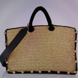 Terra raffia beaded tote